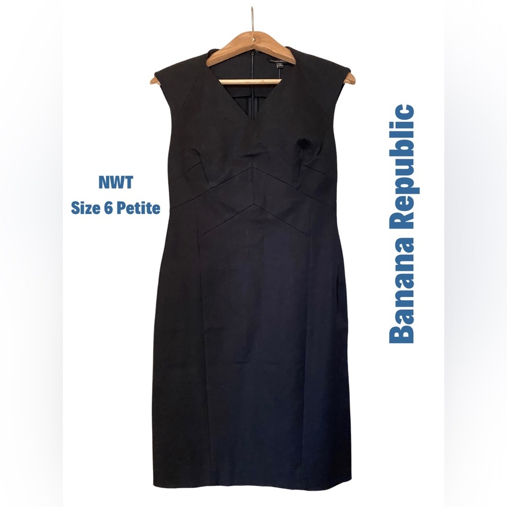 NWT Banana Republic Size 6 Petite Black Sheath Dress